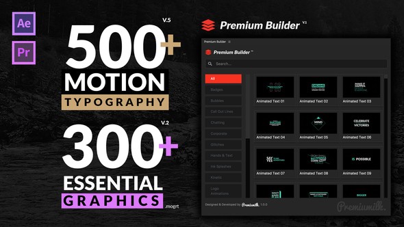 AE/PR脚本模板预设-500组商务婚礼文字标题排版字幕动画V5-图片1