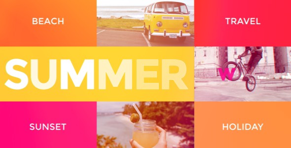 AE模板-多彩动态假日旅行快闪片头Summer
