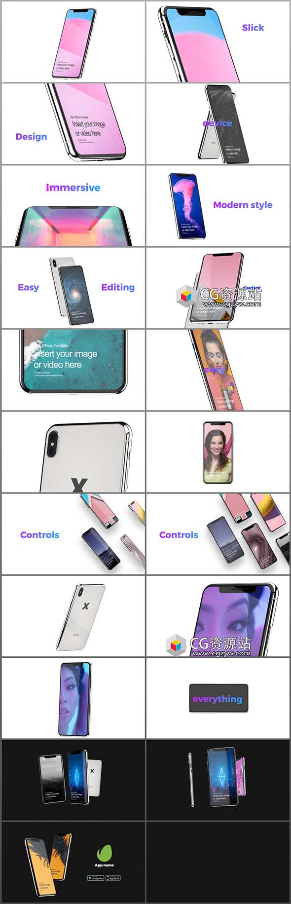 AE模板-iPhoneX手机快闪风格APP展示动画片头-图片2