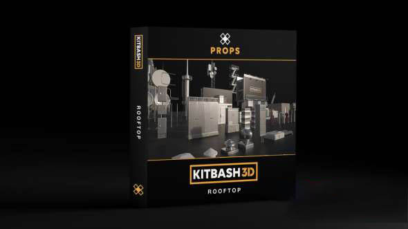 C4DE3D模型城市建筑屋顶/水塔/烟囱/天线/广告牌集合