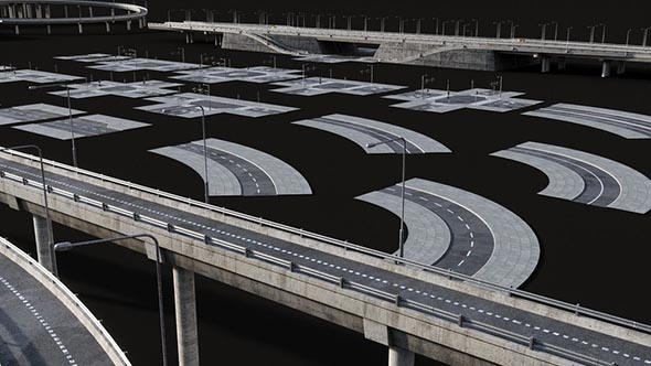 C4D/E3D模型包立交桥/高速公路标志/广告牌和交通标志