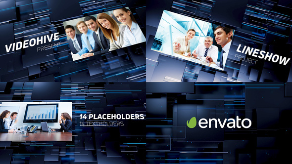 AE模板-蓝色科技感三维光线背景商务片头 Light Trace Slideshow