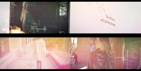 AE模板-时尚复古毛刺失真电影标题序列照片视频开场片头