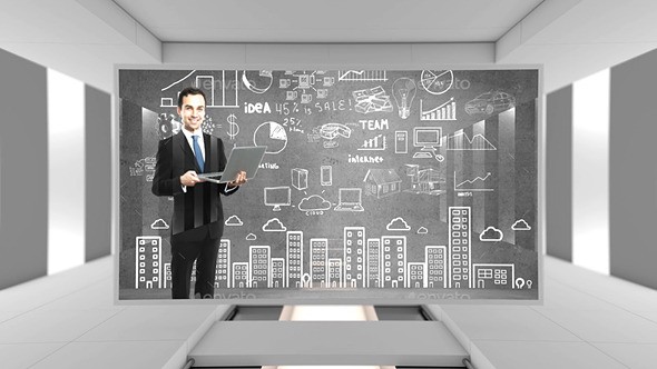 AE模板-三维白色房间企业介绍logo动画White Room Corporate Opener