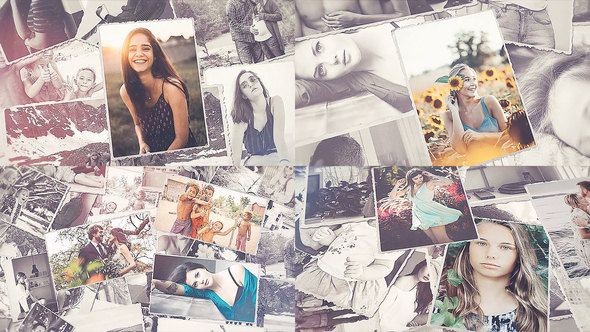 AE模板-多彩生日家庭画廊婚礼假期回忆照片幻灯片Photo Slideshow