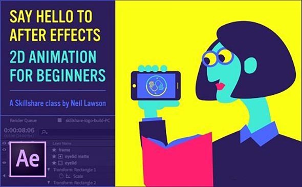 AE初学者图形动画基础教程 Skillshare – Say Hello to After Effects – 2D Animation for Beginners