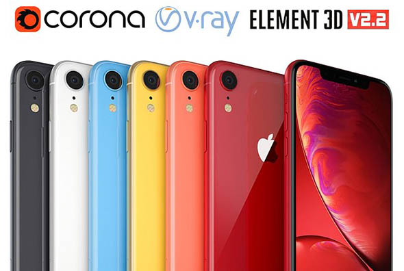 iPhone手机3D模型 Cubebrush – Apple iPhone Xr and XS All colors