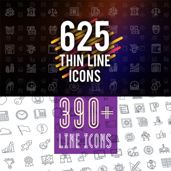 AE模板-两套1000+扁平化线条图标ICON动画-图片1