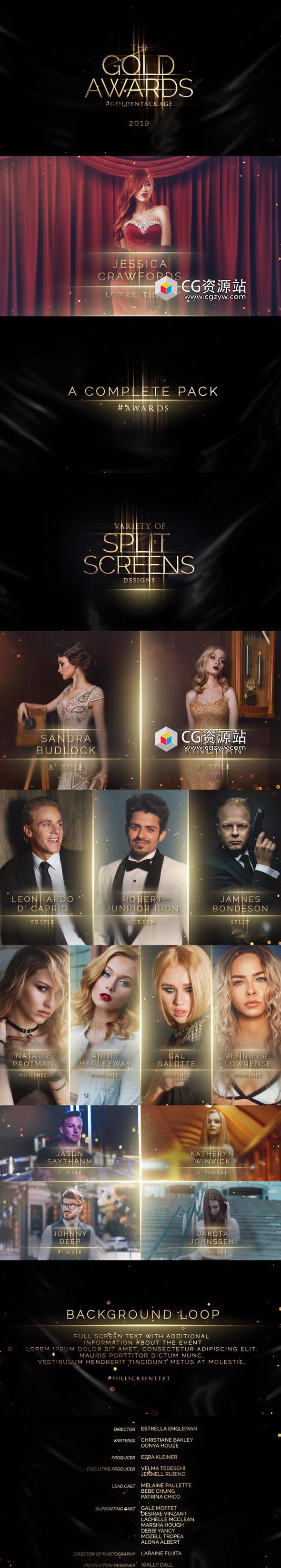AE模板-整套豪华颁奖提名奥斯卡金色标题演员奖项包装片头-图片2