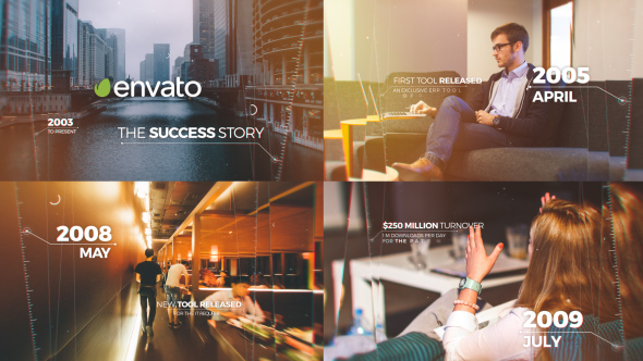 AE模板-科技感优雅时间线幻灯片开场 Elegant Timeline Slideshow