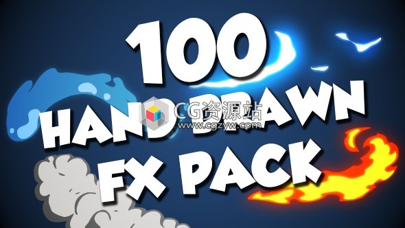 AE模板-100组手绘电流能量火焰液体烟雾卡通动画元素+带通道视频