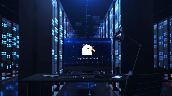 AE模板-三维网站服务器宣传文字汇聚片头E3D模板Server Reveal