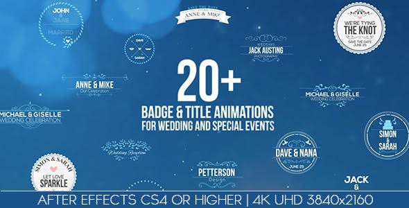AE模板-浪漫情人节婚礼标签文字标题动画Badges  Title Animations For Wedding And Special Events