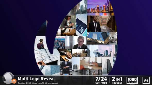 AE模板-多照片汇聚Logo动画 Multi Logo Reveal