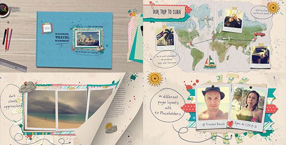 AE模板-旅行幻灯片冒险婚礼相册展示Travel Slideshow