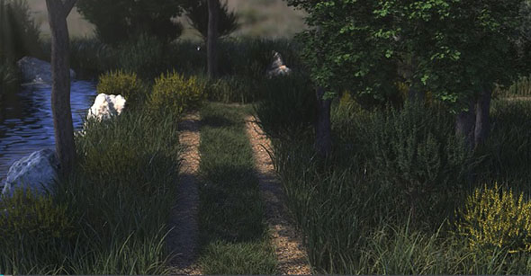 C4D室外环境场景实例制作视频教程+工程文件