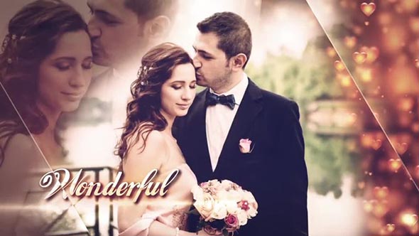 可爱幻灯片浪漫情人节照片回忆文字标题片头AE模板