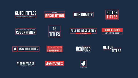 AE模板+PR预设 15个信号损坏文字标题动画 15 Glitch Titles