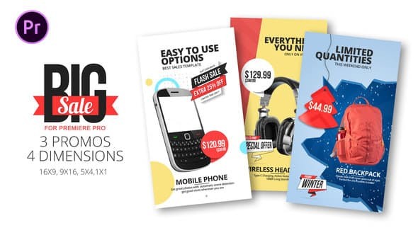 PR模板预设-网络商品促销价格标签介绍包装 Big Sales Essential Graphics