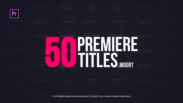 PR预设-50个基本图形模板简洁文字标题字幕条动画