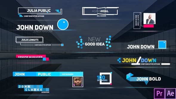 AE模板+PR预设-多彩现代时尚文字标题字幕条动画