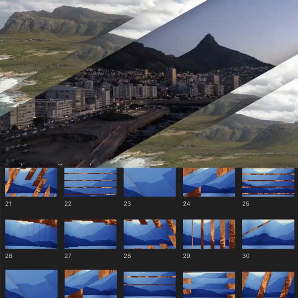 FCPX插件:62组图形切割遮罩视频转场预设(含音效)