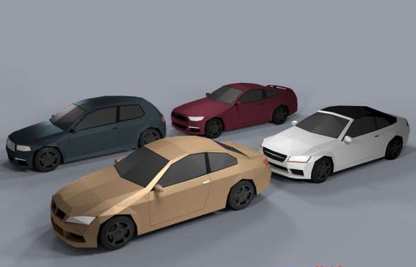 低多边形卡通汽车3D模型 CGTrader – Low Poly Cartoon Cars Low-poly 3D model
