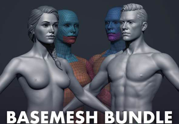 男女角色人物3D模型 Flippednormals – Basemesh Bundle