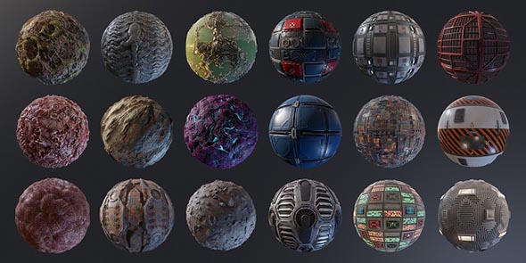 18组Substance高质量科幻风格贴图材质合集-图片1