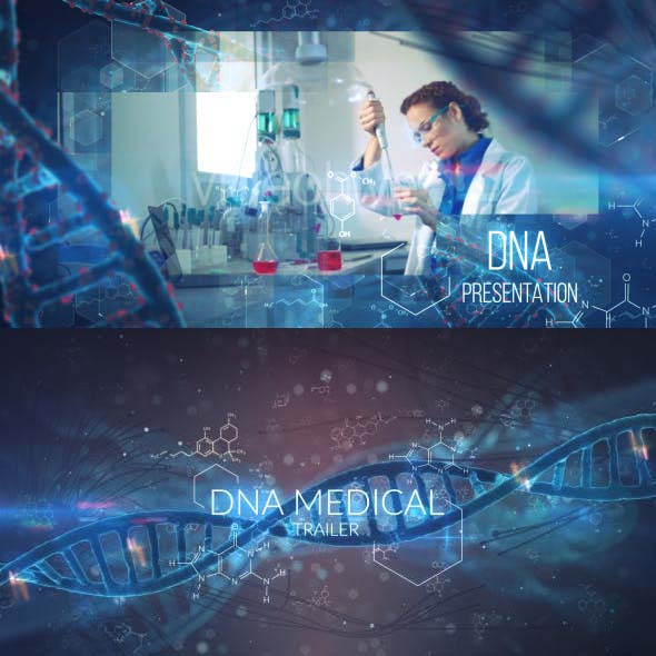AE模板-两套科技感生物DNA视频宣传片头