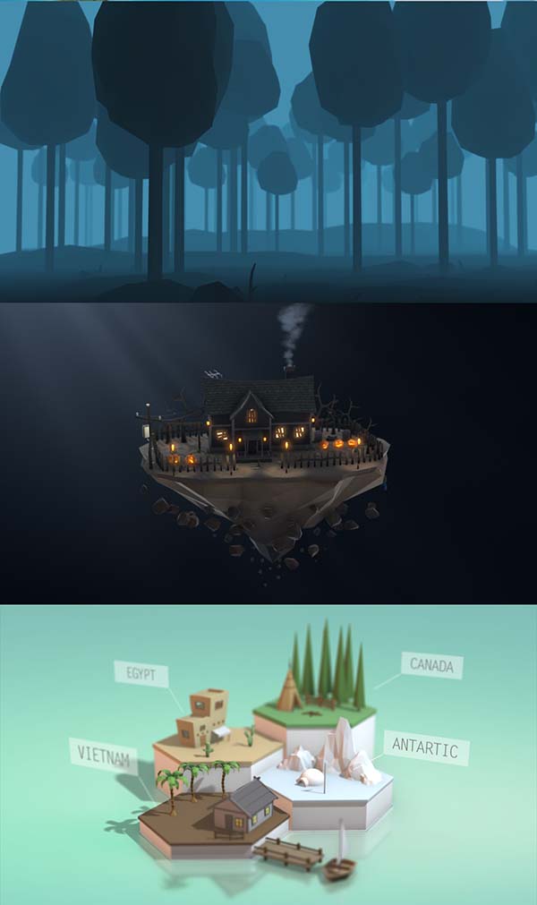 AE模板预设-422组低多边形室内外建筑树木汽车飞机E3D/Element 3D模型包工具素材包-图片5