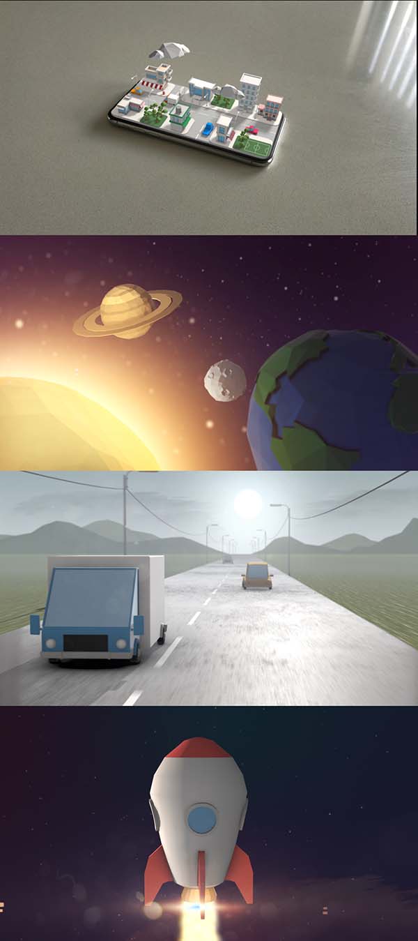 AE模板预设-422组低多边形室内外建筑树木汽车飞机E3D/Element 3D模型包工具素材包-图片7