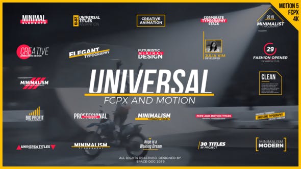 FCPX插件-30组现代时尚文字标题字幕动画预设