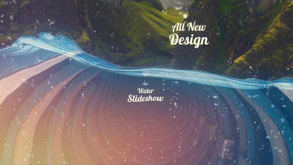 AE模板-震撼水流气泡转场图像视差幻灯片Water Slideshow