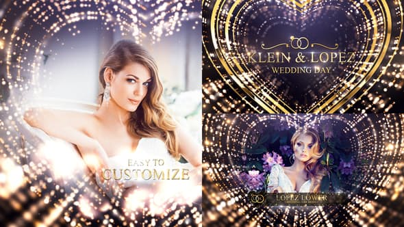 AE模板-大气爱心粒子婚礼照片相册片头 Wedding