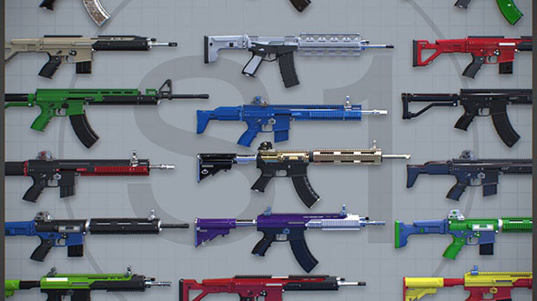 74款枪支步枪3D模型 Flippednormals – Build A Gun – 3D Kitbashing Starter Set and Bashmesh Bundle