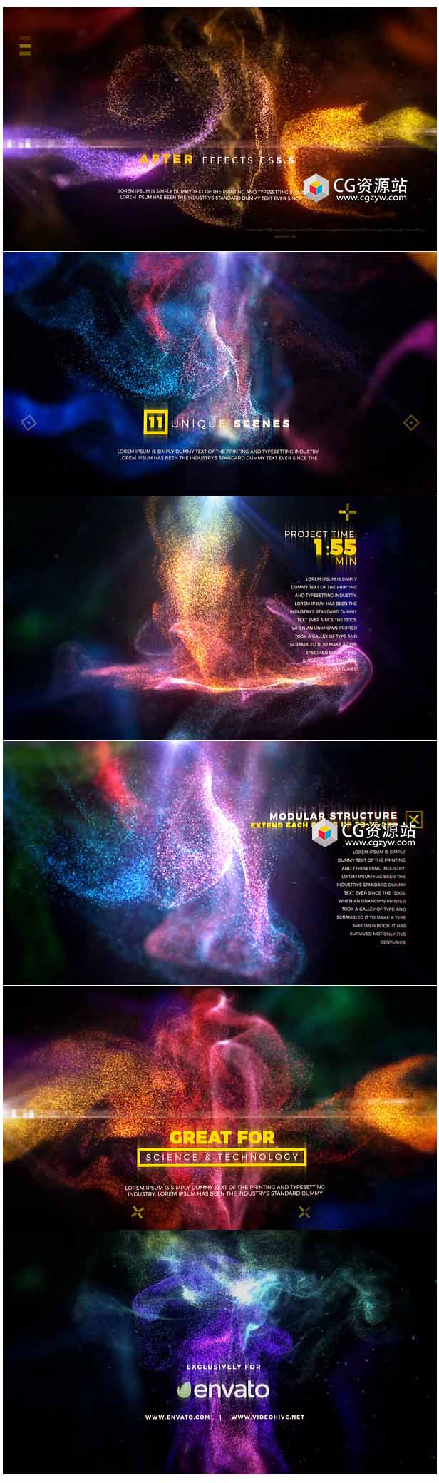 AE模板-梦幻抽象粒子流动背景虚化文字标题宣传片头-图片2