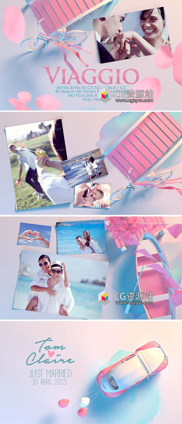 AE模板-情侣婚礼浪漫爱情回忆照片相册展示片头-图片2