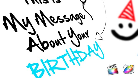 FCPX插件+Motion模板-手写文字生日祝福片头Birthday