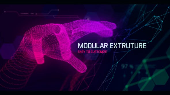 AE模板-抽象点线低多边形科技感宣传片头 Digital Titles Opener