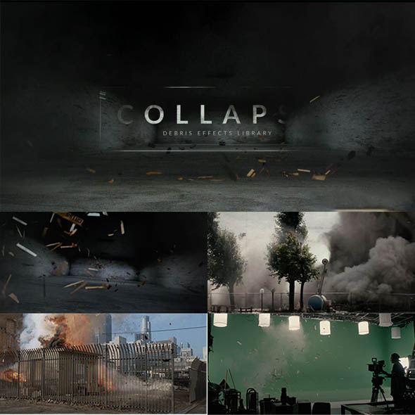 80个4K房屋倒塌塌方碎片绿幕合成特效视频素材