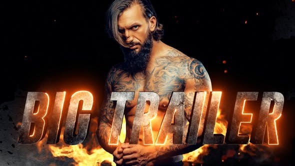 AE模板-电影级金属感烈火燃烧大字标题预告片Big Titles Trailer