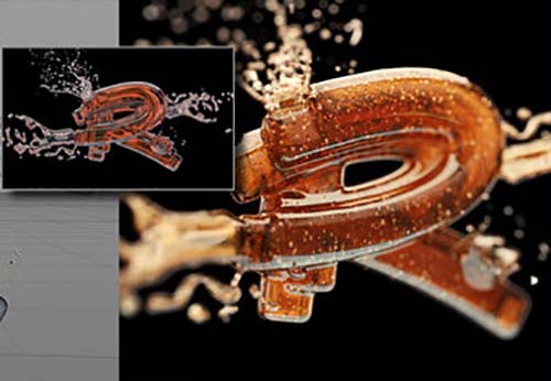 C4D卡通液体字建模Redshift渲染教程