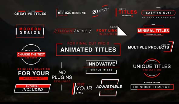 FCPX插件-20组4K简洁人名字幕条文字标题动画预设(含音乐)