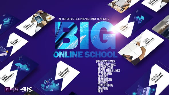 AE模板-学校在线教育培训栏目包装Big Online School Broadcast Pack