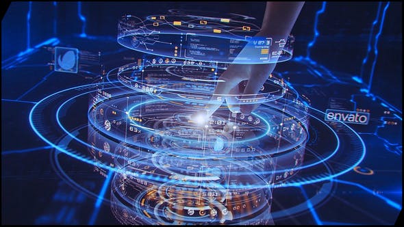 AE模板-手指按钮点击科技感冲击Logo动画 High Tech Logo V06 Button Press