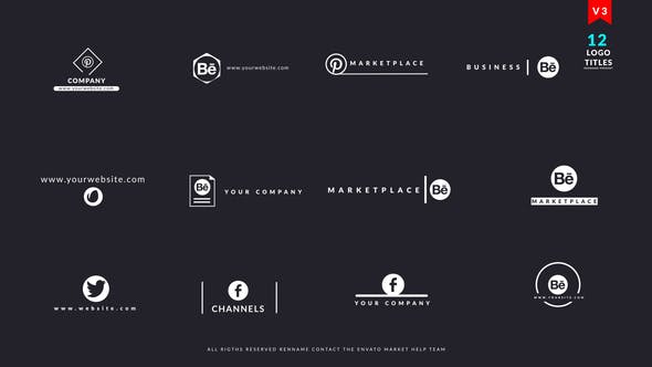 AE模板-12组创意标题简单Logo动画 Logo Titles V3