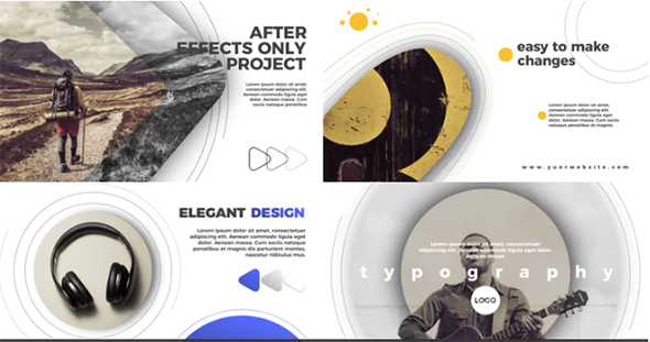 AE模板-时尚线条文字排版图片视频宣传片头+背景音乐