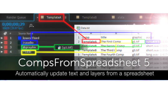 AE脚本-图表生成合成图层 Aescripts CompsFromSpreadsheet V5.23