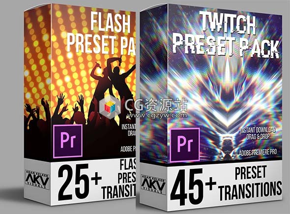 Premiere预设-两套70个抖动快闪视频转场预设包